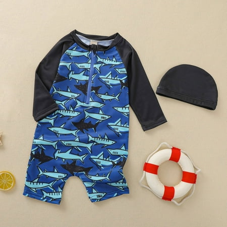 

Gubotare Cartoon 12M-5Y Printed Pieces Boys Baby Bathing Wear Beach Set Girls Summer Swimsuit 1 Suit Bathing Suit with Short Navy 4-5 Years