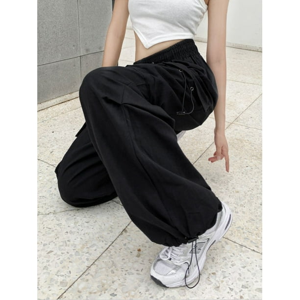 Y2K Women Streetwear Techwear Cargo Korean Harajuku Parachute Track Pants  Men Tech Sweatpants Wide Leg Joggers Trousers Clothes 