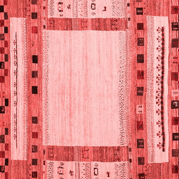 Ahgly Company Indoor Square Abstract Red Contemporary Area Rugs, 3' Square