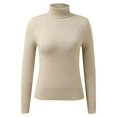 thumbnail image 1 of Gibobby Suéter de cuello alto mujer, suéter de cuello alto, punto de ganchillo, camisa básica de otoño e invierno 2023 Y2K(Caqui,CH), 1 of 5
