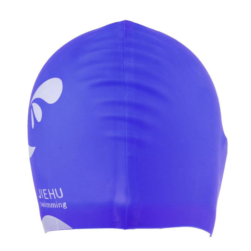 Unisex Adult Silicone Stretch Swimming Long Hair Cap Hat With Ear Cup Waterproof 