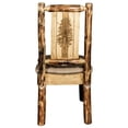 thumbnail image 4 of Glacier Country Collection Side Chair - Buckskin Upholstery, w/ Laser Engraved Pine Tree Design, 4 of 11