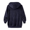 thumbnail image 6 of Otntypg Fuzzy Jackets for Women Casual Full Zip up Long Sleeve Drawstring Hooded Outwear Coat Winter Plush Thick Warm Sherpa Fleece Tunic Hoodie Sweatshirts with Pockets Navy XXXXXL, 6 of 6