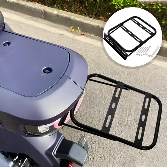 SWETRACE 1Set Sleek Black Finish Rectangular Storage Box Bracket for Motorcycle Side Luggage Support