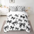 thumbnail image 2 of jejeloiu Kawaii Bowknot Bow 7 Pieces Bedding Comforter Set,Chic Ribbon Bowtie Full Bedding Set,White Black Fitted Sheet Flat Sheet For Girl Breathable Home Decor Reversible, 2 of 8