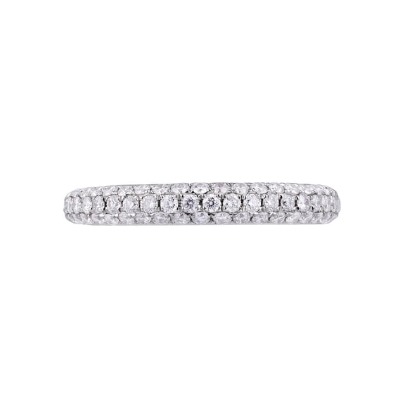 18K White Gold Pave Diamond Ladies Wedding Band Ring 0.73cttw Size 6.5