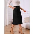 thumbnail image 3 of DARING DIVA Women's Faux Suede A Line Midi Skirt with Pockets S Black, 3 of 8