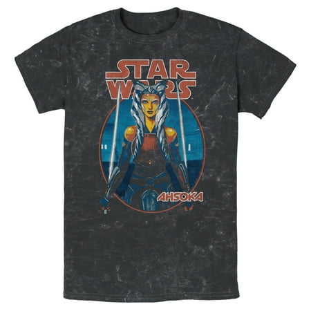 Men's Star Wars Ahsoka Circle Frame Graphic Tee Black X Large