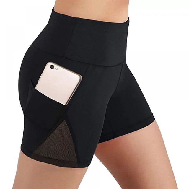 Shorts de baño para mujer con bolsillos, pantalones cortos de traje de baño de cintura alta, pantalones cortos