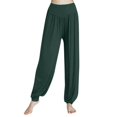 thumbnail image 4 of Sakmal Joggers Pants for Women Plus Size Plaeted Workout Green Solid High Waisted Full Length Pants with Pockets, 4 of 5