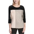 thumbnail image 2 of Calvin Klein Blusa de jersey de bloque de color de medios mixtos para mujer, metálico, mediano Calvin Klein Pull-over, 2 of 2