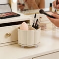 thumbnail image 6 of Rotating Makeup Brush Organizer, 360° Spinning Acrylic Cosmetic Storage Box with Anti-Slip Base, Multi-Layer Desktop Vanity Holder for Lipstick Eyeshadow Brushes, Beige, 6 of 6