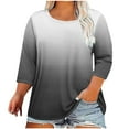 thumbnail image 3 of Ahuyic Womens Plus Size Top, Casual 3/4 Sleeve Blouse For Autumns And Winter, Womens Plus Size Printed Round Neck Three Quarter Sleeve Loose T-shirt Top, 3 of 5