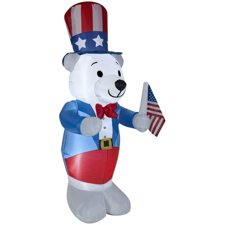 Gemmy  Airblown Inflatable Patriotic Polar Bear, 4 ft Tall, blue - 48.03x19.69x18.9