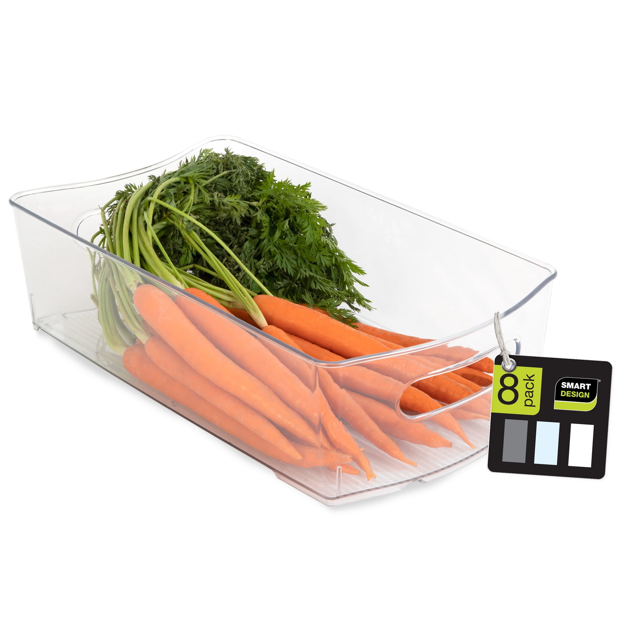 Smart Design Stackable Clear Refrigerator Storage Bin with Handle - 8 pack - 8 x 14.5 inch