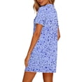 thumbnail image 6 of Night Gowns for Women New Women’s Print Nightshirt with Pockets Lapel Neck Button Loose Nightgown Summer Ruffle Short Sleeve Casual Sleep Dress, 6 of 7