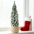 thumbnail image 3 of Flocked Snow-Covered Cedar Tabletop Tree, Realistic Mini Christmas Decor, Pre-Assembled Artificial Tree, Velvet Snow Finish, Home or Office Display, 3 of 9