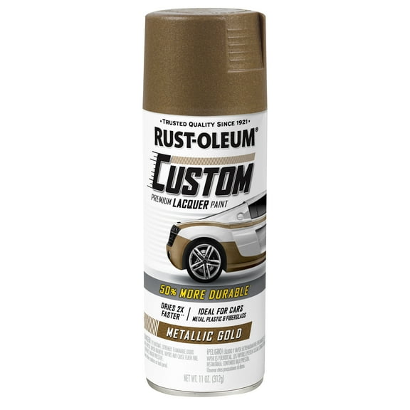 6 Pack, Gold, Rust-Oleum Custom Automotive Metallic Lacquer Spray Paint-323352, 11 oz