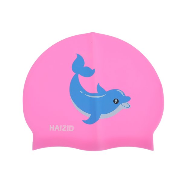 Gorro de natación de silicona de dibujos animados de delfín único 1 Pc Rosa Azul