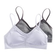 Girls 7-16 Maidenform® 2-pk. Seamless Ruched Cropped Bras Color: Heather Gray White Size: XX LARGE