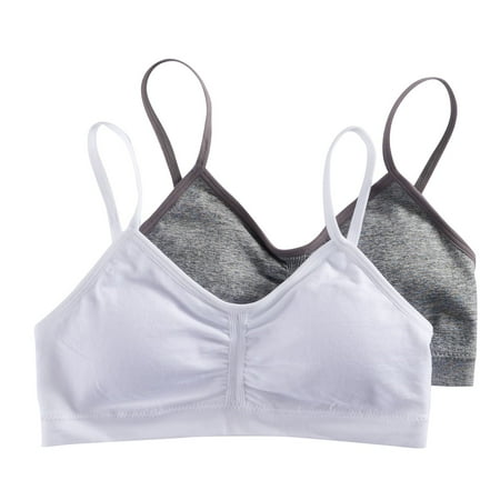 Girls 7-16 Maidenform® 2-pk. Seamless Ruched Cropped Bras Color: Heather Gray White Size: XX LARGE