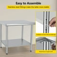 thumbnail image 4 of Commercial Stainless Steel Prep Table 48x24 Inch, Heavy Duty Kitchen Workstation with Backsplash & Adjustable Shelf, 500lb Capacity Metal Work Table for Restaurant Food Prep, Garage, Workshop, 4 of 7
