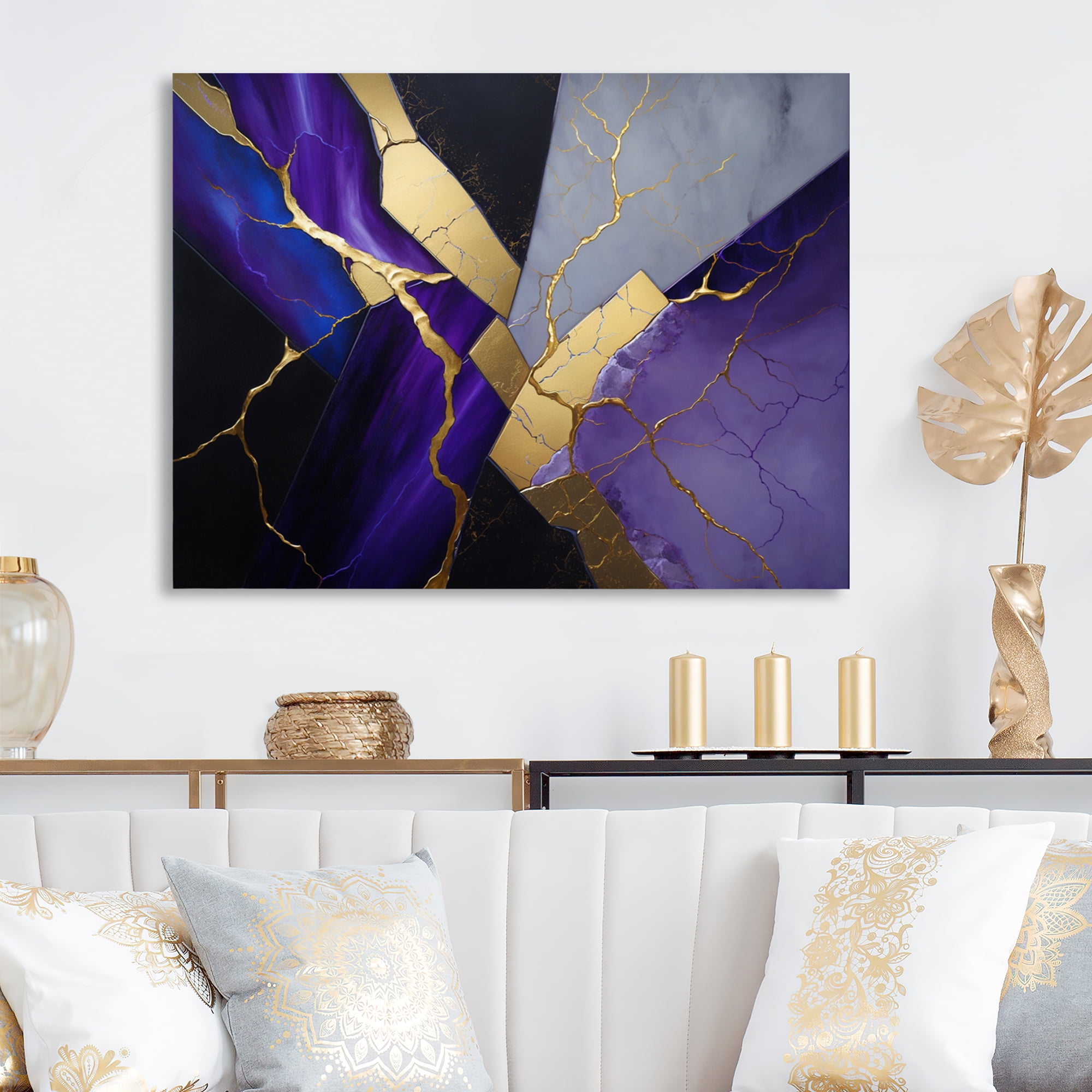Designart Abstract Geode Purple II Canvas Wall Art