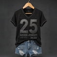 thumbnail image 2 of Women's Vintage 911 Memorial Shirt 25th Anniversary Never Forget American Flag V Neck Short Sleeve Honor Faith Tee, 2 of 6