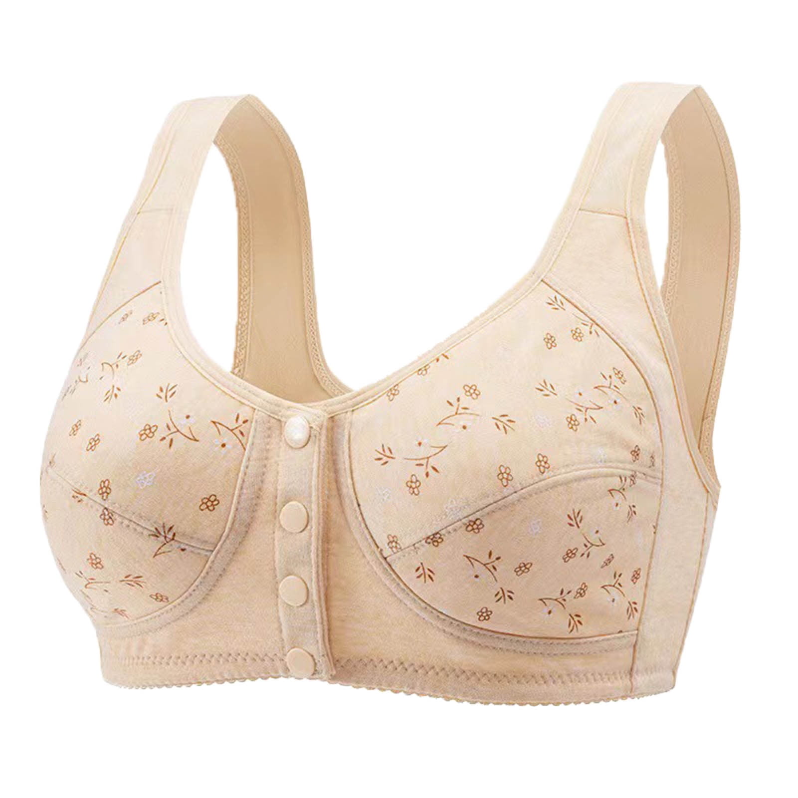 3PC Daisy Bras for Women No Underwire Front Closure Comfort Senior Wireless Snap Closing Bra