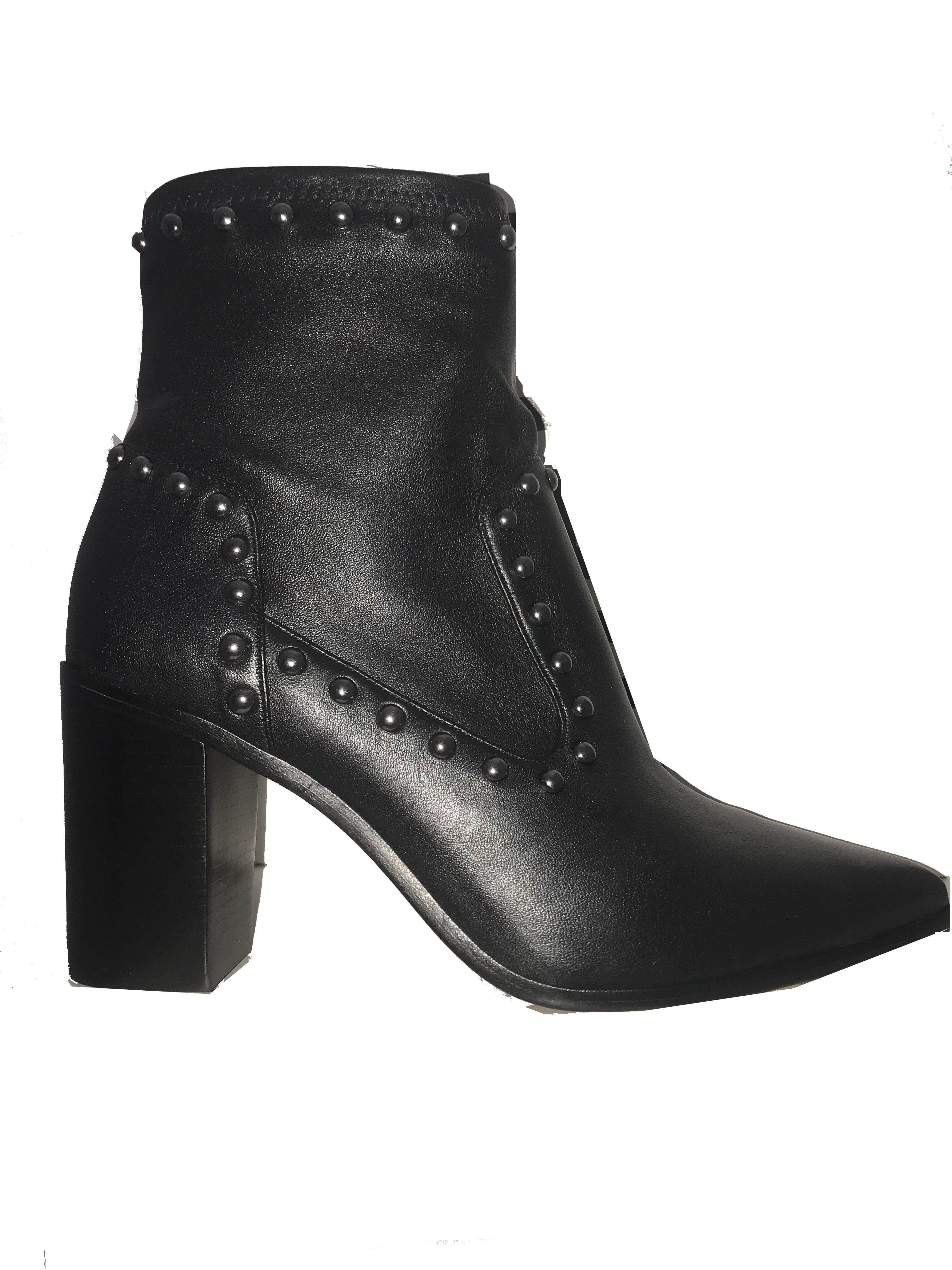 ONLY LOVE Black Nappa Round Toe Block Heeled Boot