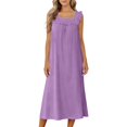 thumbnail image 2 of Jamicy Nightgowns for Women Square Neckline Long Sleeveless Solid Color Dress Night Gown Victorian Sleep Dress Soft Night Dress Ladies Sleepwear, 2 of 9