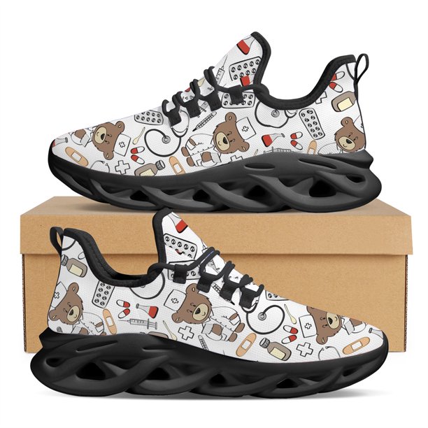 Zapatos Yikeluo para mujer, zapatillas de deporte con estampado de enfermera a la moda, diseño personalizado, zapatos casuales planos para mujer, zapatillas para caminar y correr