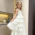 thumbnail image 5 of ATOGUTA Girls Long Dresses Flowy Dresses A-line Sundress for Girls Casual Beach Wedding Dress Size 5T-13, White, 5 of 6
