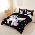 thumbnail image 2 of Erosebridal Cute Unicorn Duvet Cover Set,Pink Flowers Cherry Blossom Bedding Full For Kids Girls,Reversible Black 3 Pieces,No Comforter, 2 of 6