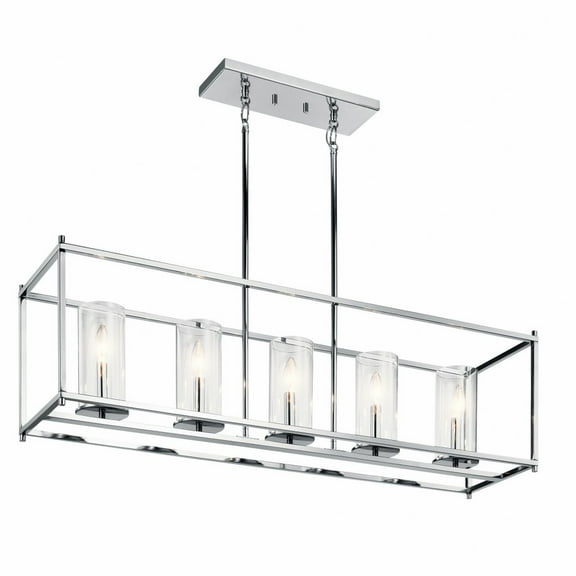 43995CH Kichler Lighting Crosby - 5 Light Linear Chandelier - with Contemporary Inspirations - 25.75 Inches Tall by 41.2 Inches Long-Chrome Finish