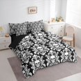 thumbnail image 2 of Homewish Bohemian Skull Skeleton 7-Piece Twin Bedding,Black White Damask Bedding Comforter Set,Halloween Bed Set,Black Reversible, 2 of 8