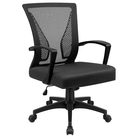 Lacoo Mid-Back Office Desk Chair Ergonomic Mesh Task Chair with Lumbar Support, Black