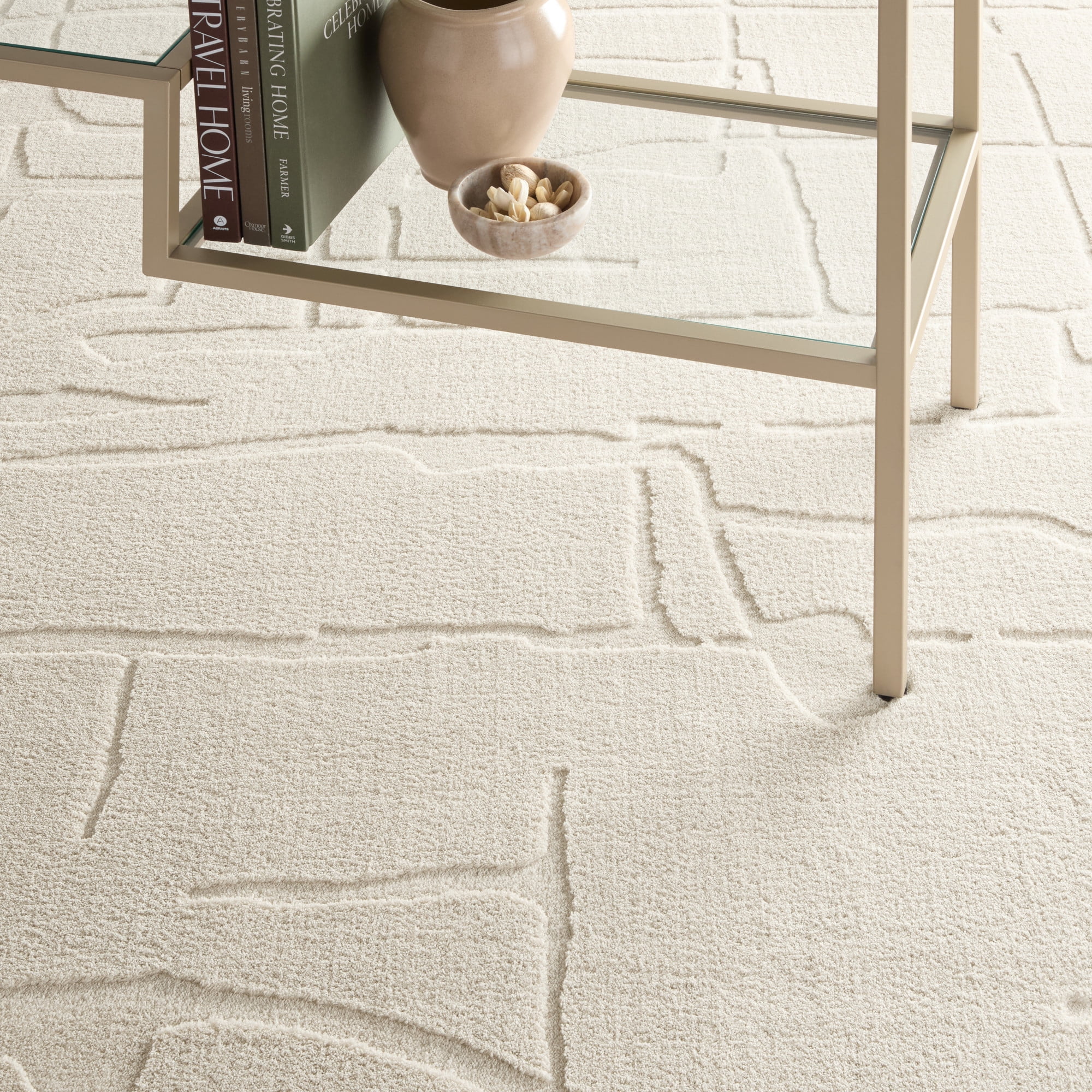 TOWN & COUNTRY EVERYDAY Rae Abstract Organic Soft Felt Everwash®, Machine Washable Area Rug with Non-Slip Backing, Abstract Rug, Taupe, 1'7"x7'2"