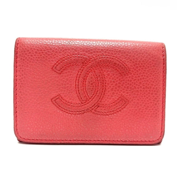 Pre-Owned CHANEL A70796 CC Coco Mark Double-Hook Small Flap Compact Tri-Fold Wallet... (Fair)