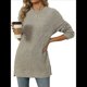 thumbnail image 3 of Camiseta de Larga con Cuello Redondo, Rayas, Color Liso y Abertura para Mujer, Otoño/Invierno 2025, con Bolsillo en el Pecho Albaricoque L, 3 of 9