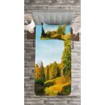 thumbnail image 3 of Ambesonne Landscape Quilted Bedspread Set 2 Pcs, Natural Forest Park, Twin Size, Marigold and Olive Green, 3 of 3