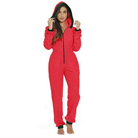 

Women Christmas Onesies Hooded Pajamas Fleece Matching Zipper Jumpsuit Santa Winter Thermal Homewear