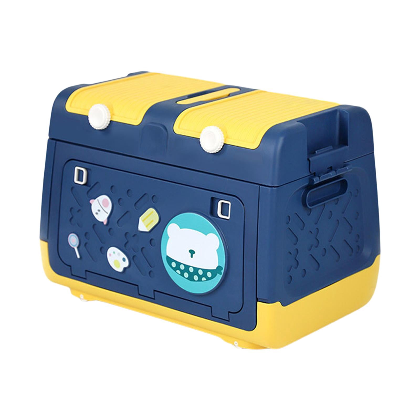 Fiocias Stackable Toy Storage Box with Wheels Organizer Bin Storage Case and Handles for Blue