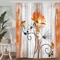 thumbnail image 2 of Rustic Farmhouse Shower Curtain, Farm Orange Daisy Floral Fall Flowers and Butterfly on Country Wooden Autumn Shower Curtain for Bathroom, Yellow Grey Gray Red Gold Curtain with 12PCS Hooks, 72X72IN, 2 of 6