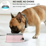 Dog Water Bowl, Dog Bowl No Spill Dog Food Water Bowl Slow Water Feeder, Spill Proof Pet Water Dispenser Vehicle Carried Travel Water Bowl for Small Medium Dogs and Cats, 25oz/750ML, Pink