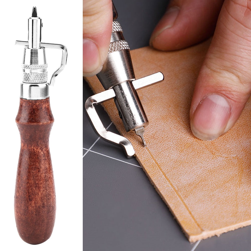 juegos de bricolaje de cuero y cuero madera y acero Herramienta de mano 5 en 1 Pro Stitching Groover y arrugando el borde biselado 