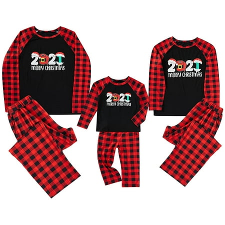 Sinhoon Christmas Pajamas for Family Red Plaid 2021 Xmas Pjs Matching Sleepwear Sets Comfy Soft Nightwear