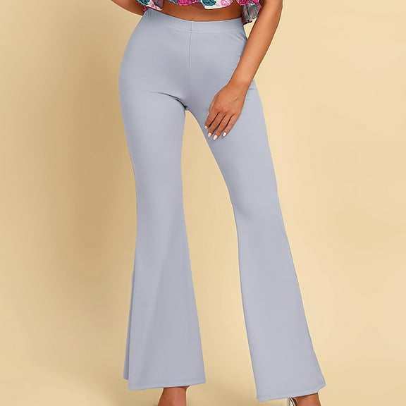 Women's Wide Leg Sweatpants Women's Wide Leg Pants Track Pants Women Baggy Pants Ndbuld Women's Fashionable Solid Color Elastic Skin Friendly Casual Flared Pants Family Gifts Gray L