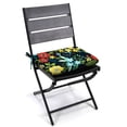 thumbnail image 2 of Jordan Manufacturing 16" x 16" Black Floral Square Outdoor Chair Pad Seat Cushion with Ties, 2 of 9