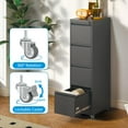 thumbnail image 6 of 4-Drawer Mobile File Cabinet with Lock and Wheels, Tall Vertical Filing Cabinets Steel Rolling Storage Cabinet for Home Office Legal/Letter/A4 Files, Require Assembly (Black), 6 of 6